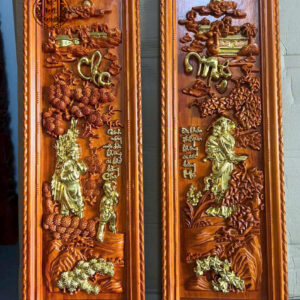 Tranh gỗ cha mẹ gỗ hương đá dát vàng