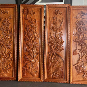 Tranh Tứ Quý gỗ Hương Đá kích thước 107x37x4 cm