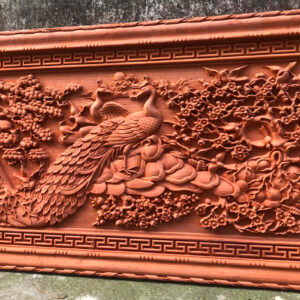 Tranh Phu Thê Viên Mãn gỗ Hương Đỏ kích thước 127x67x4 cm