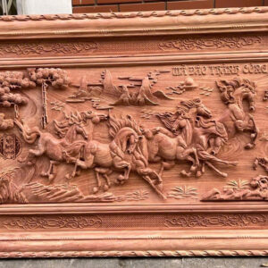 Tranh Mã Đáo Thành Công gỗ Hương Đá kích thước 155x87x7 cm đục kênh bong