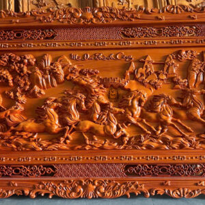 Tranh Mã Đáo Thành Công gỗ Hương Đỏ kích thước 197x97x5 cm đục kênh bong