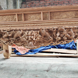 Sập thờ tứ linh gỗ hương đá