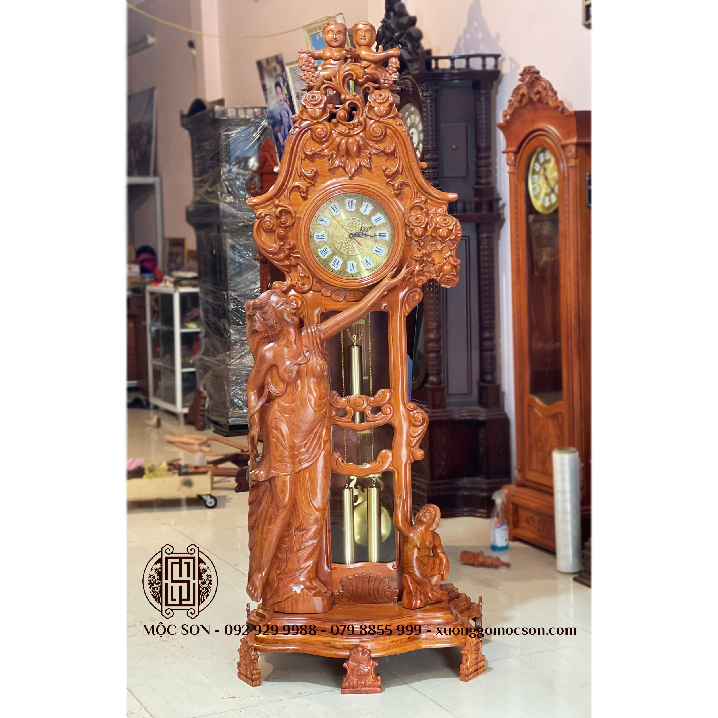 Đồng Hồ Cây Mẫu Cô Tiên gỗ Hương Đá