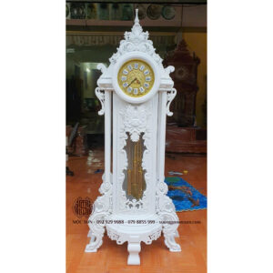 Đồng Hồ Cây Mẫu Hoàng Gia Gỗ Hương Đá Sơn Bệt Trắng Kích Thước 200x87x45 cm