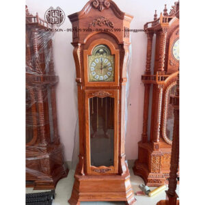 Đồng Hồ Cây Mẫu Hộp Vát Hoa Lá Tây Gỗ Hương Đá Kích Thước 220x70x35 cm