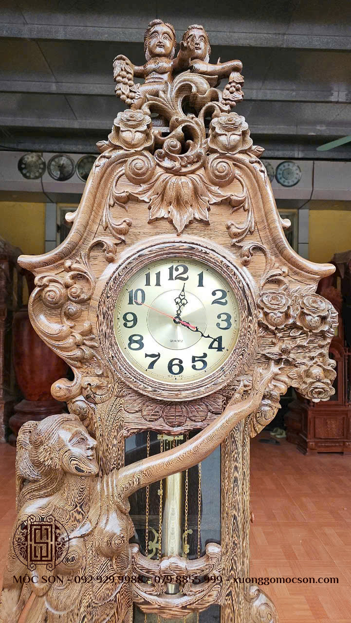 Đồng Hồ Cây Mẫu Cô Tiên Gỗ Mun Tự Nhiên