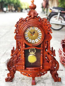đồng hồ để bàn gỗ hương đá